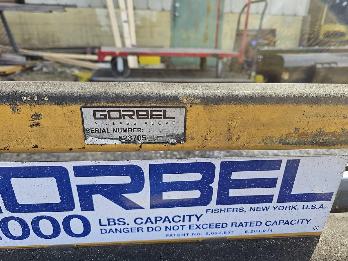 Used 24' Span x 38' Runway 2000 lb Gorbel Freestanding Bridge Crane System & Hoist 