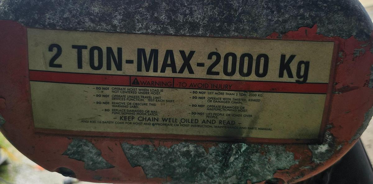 Used 2 Ton CM Lodestar Electric Chain Hoist Model R 15' Lift w/Pendant Control 