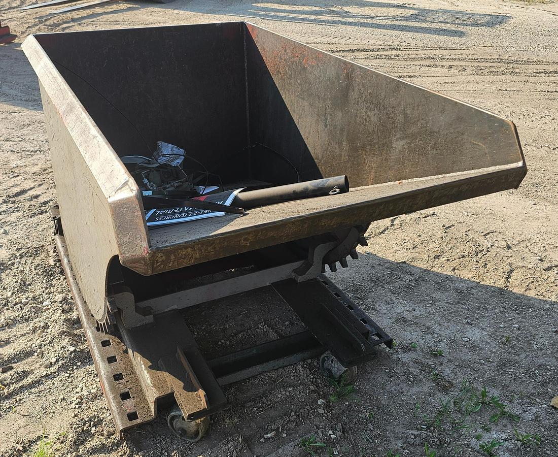 Used Roura Style 1/2 Cu. Yard Self Dumping Hopper on Castors 50" x 30" x 25"