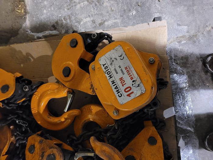 Used Bison 10 Ton 9002-HSZ-V Manual Chain Hoist 25′ Lift Approx