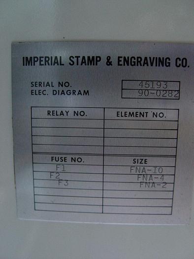Used Imperial 3 Ton Stamp Marking Machine Mdl #: PB-6