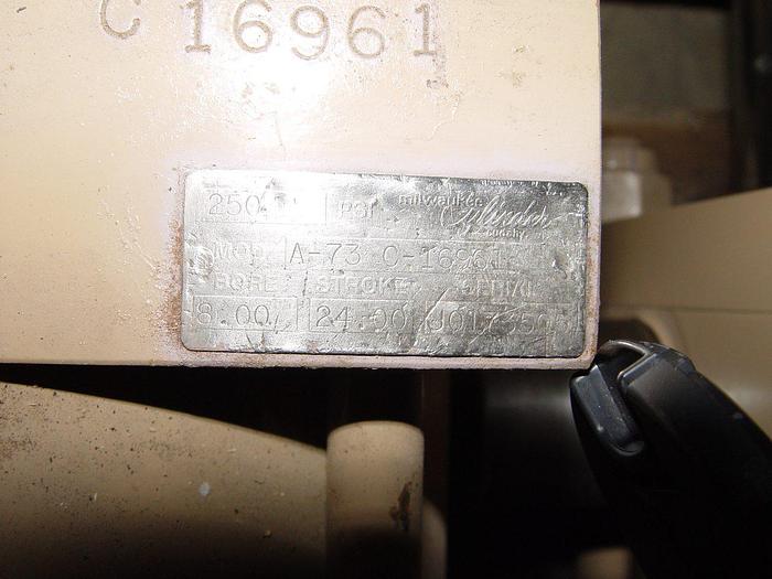Used Milwaukee Pneumatic Cylinder Model #: A-73 C-16961 24” Stroke 8” Bore