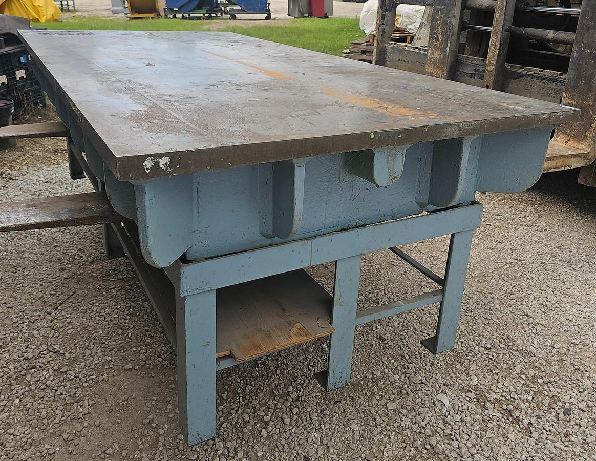 Used 96" x 48" Webbed Cast Iron Setup/Layout Table w/Stand, 2" Surface Plate