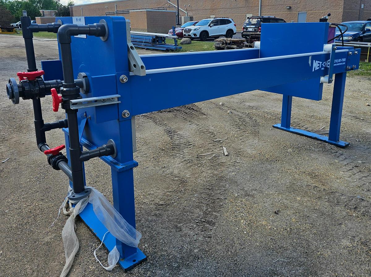 Used Met-Chem 19 Cu. Ft. 800mm Hydraulic Filter Press – 38 Polypropylene Plates - Like New Condition