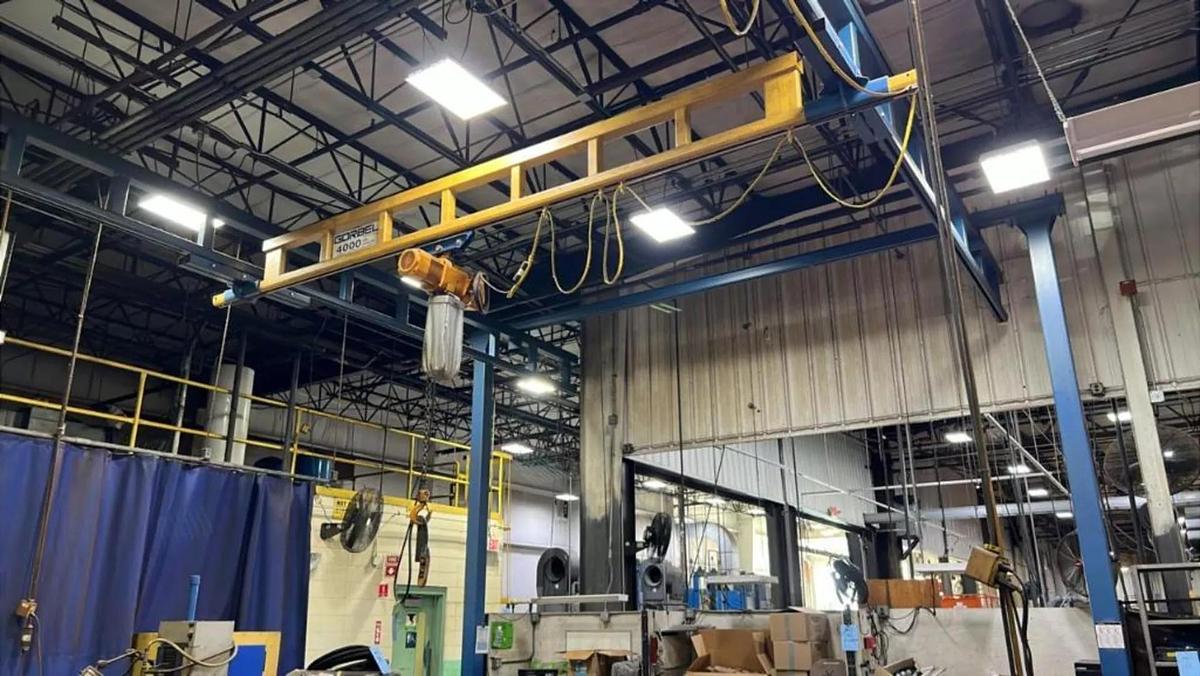 Used 4000 lb (2 Ton) 19.5' Span x 33' Runway Gorbel Freestanding Bridge Crane System & Hoist