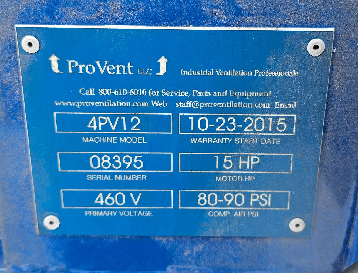 Used 5500 CFM ProVent Intercept PV Series Cartridge Dust Collector 4PV12, Filters & Silencer