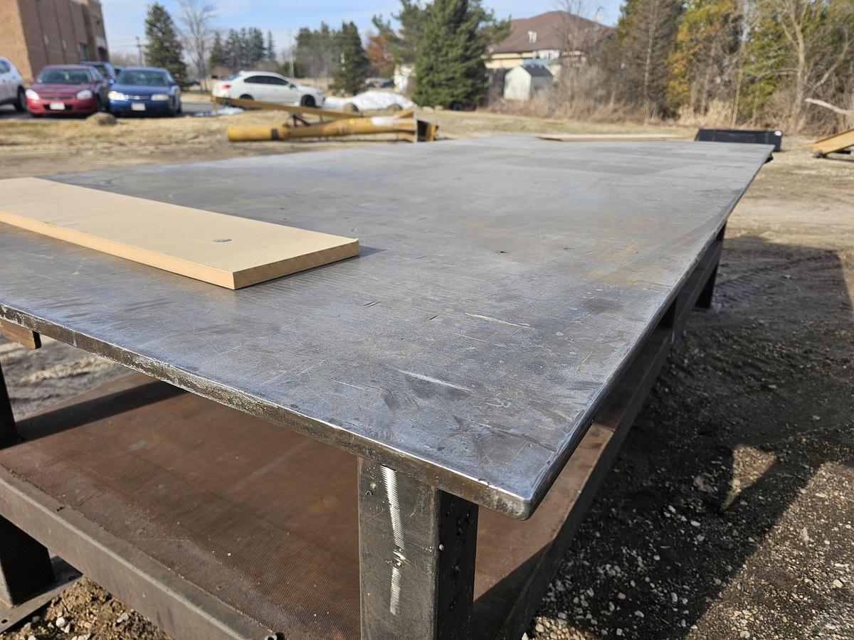 Used 12' x 5' Heavy-Duty Steel Fabrication Table | 1" Thick Top | 36" Height