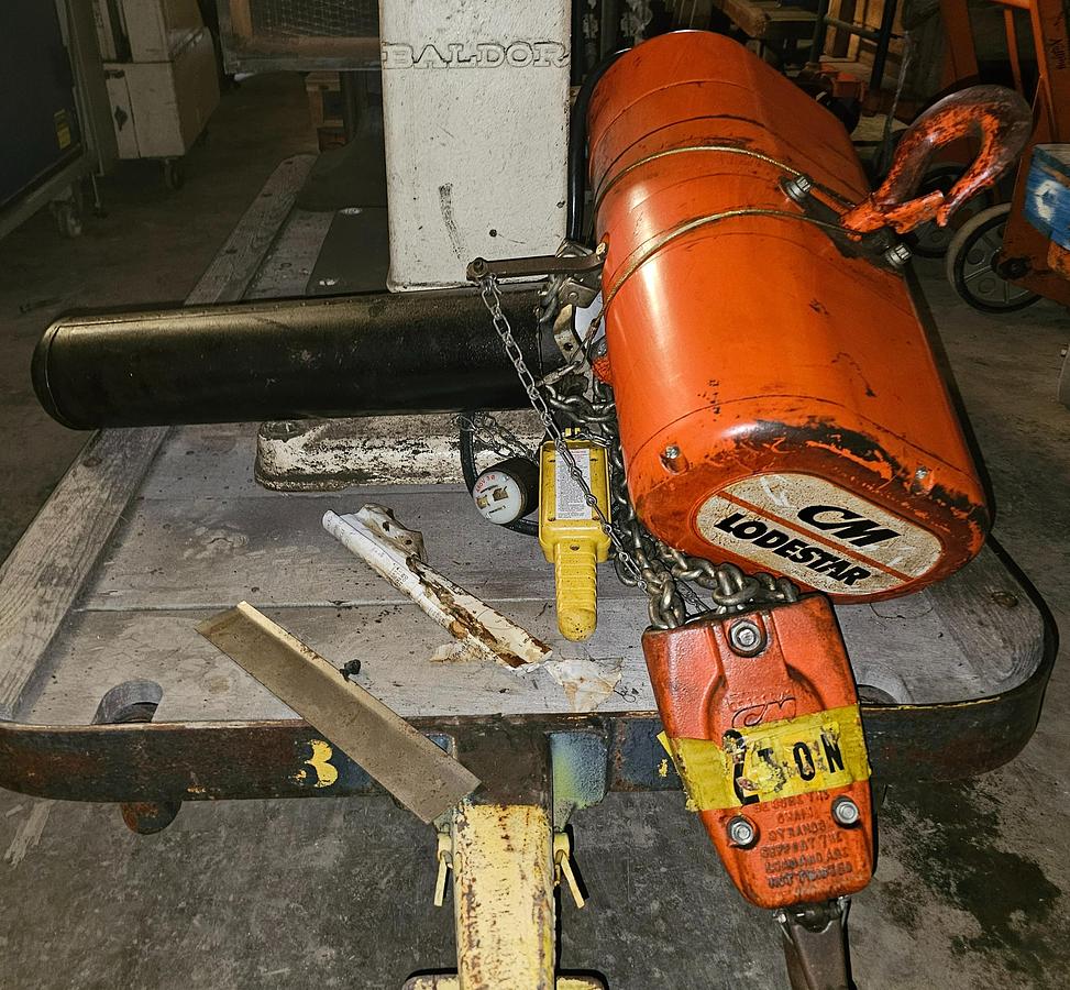 Used CM Lodestar Model RT-2 3 Ton Electric Chain Hoist 10' Lift 5.5/1.6 FPM 460V 3Ph