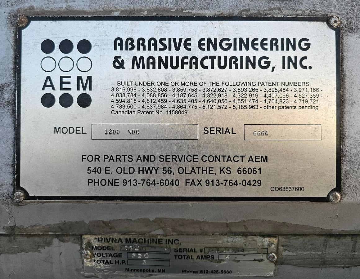 Used 3 Hp Grivna 1200 CFM Wet-Type Dust Collector Model #: 1200