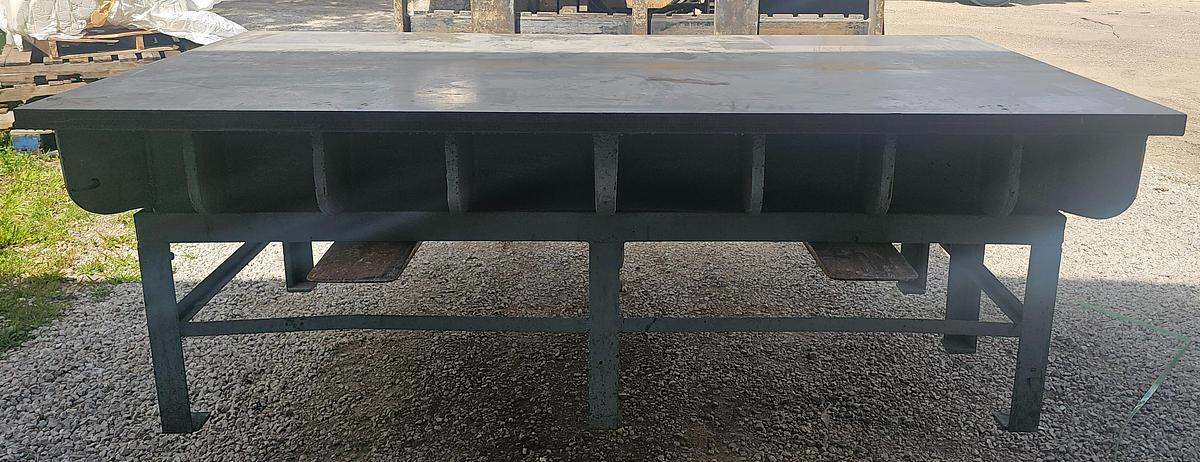 Used 96" x 48" Webbed Cast Iron Setup/Layout Table w/Stand, 2" Surface Plate