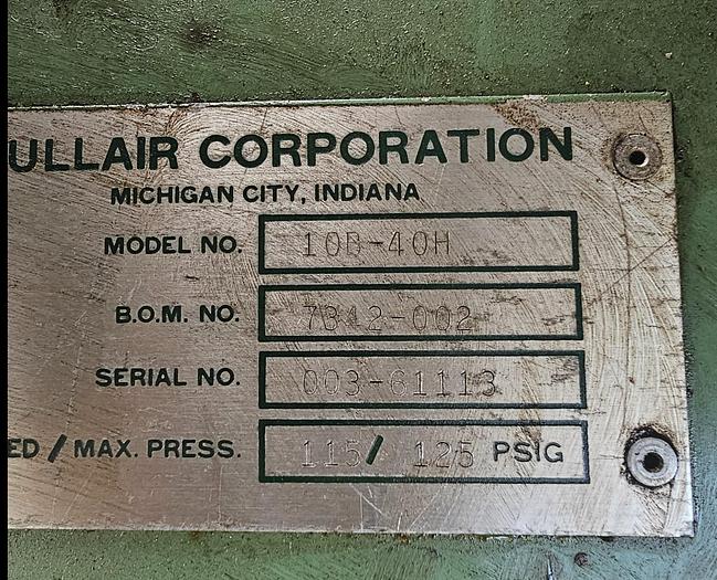 Used 40 Hp Sullair 10B-40H Portable Cart Mounted Rotary Screw Air Compressor