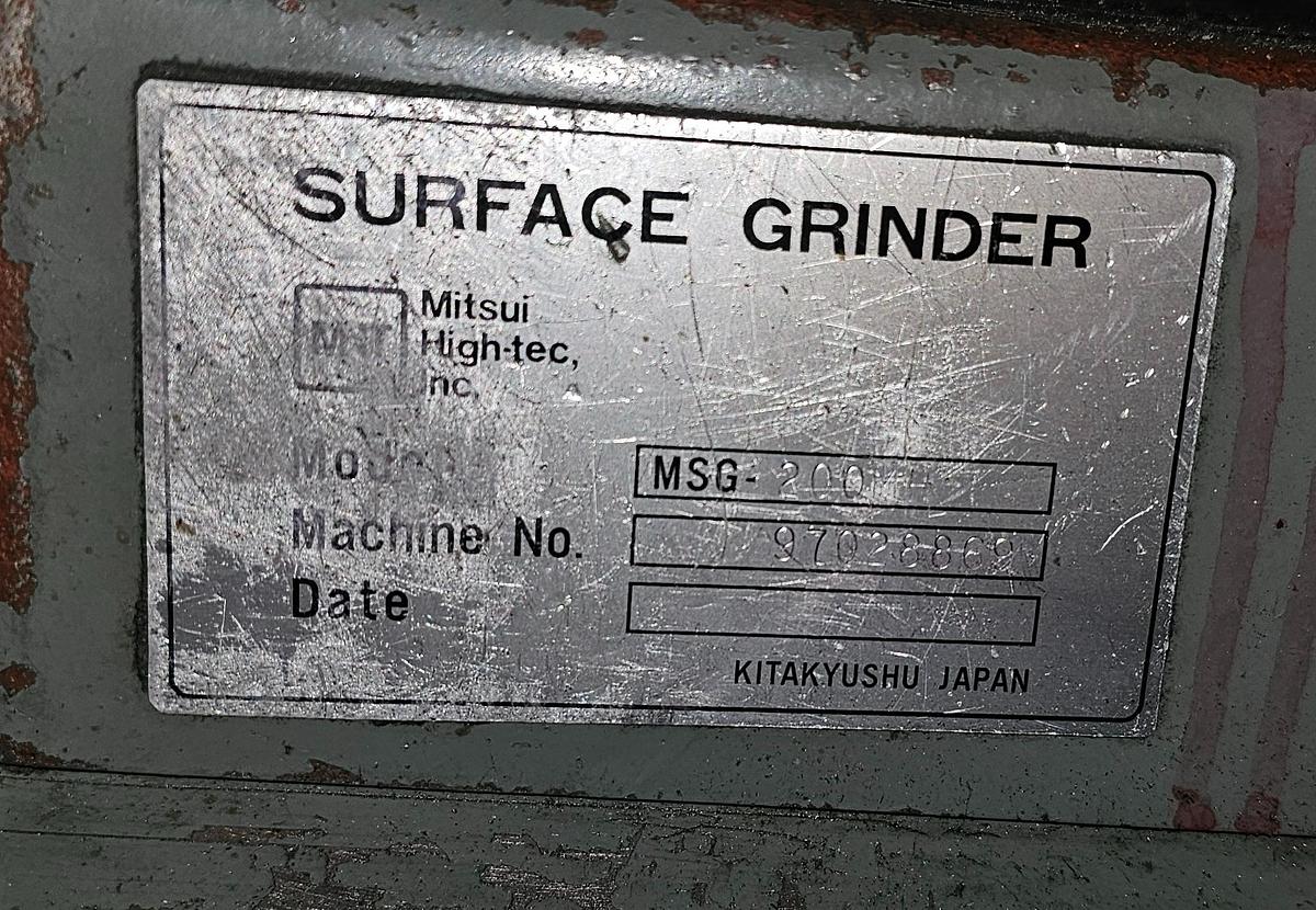 Used 6" x 12" Mitsui MSG-200MH Precision Hand Feed Surface Grinder, DRO & Magnetic Chuck