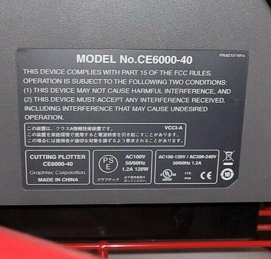 Used Graphtec Corporation CE6000-40 Cutter/Printer on Cart w/HP Laptop & Program