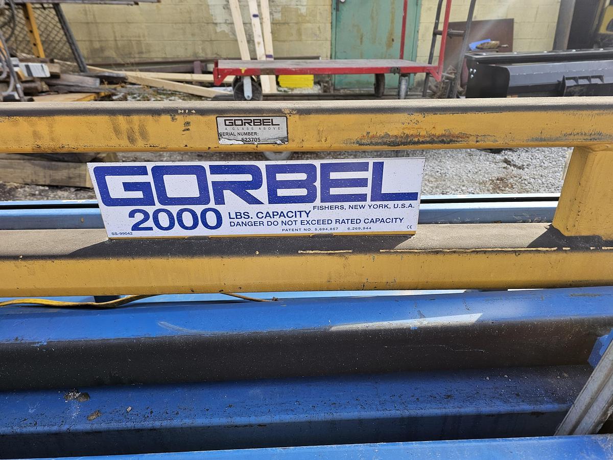 Used 24' Span x 38' Runway 2000 lb Gorbel Freestanding Bridge Crane System & Hoist 