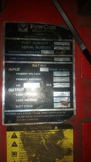 Used Pow Con 300-ST Tig Welder 460V, 3ph Power Source Only 230/460 270067-001