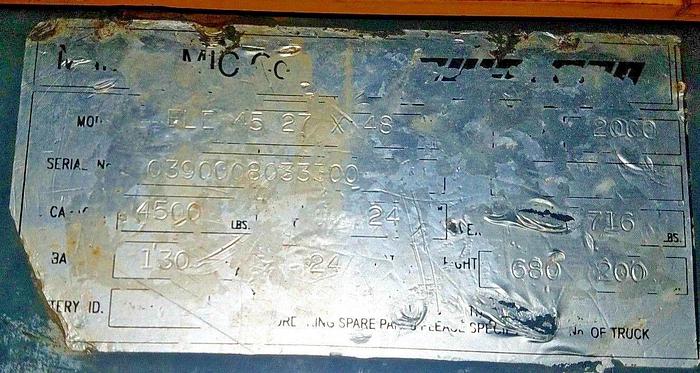 Used Multiton 24 Volt Electric Pallet Truck #ELE45-27x48 4500# Cap. w/115V Charger