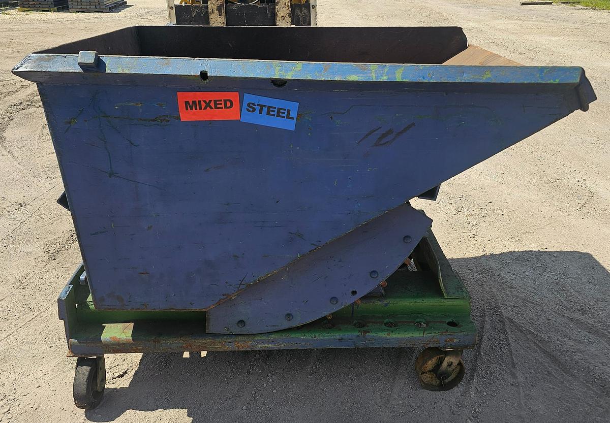 Used 1 Cu. Yard Castor Mounted Self Dumping Hopper 41" x 55" x 28" 