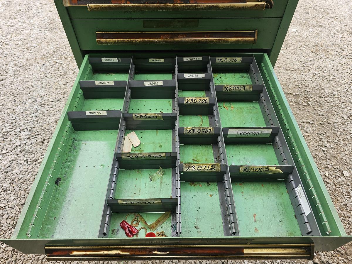 Used 12 Drawer Equipto Industrial Parts Storage Tooling Cabinet 30" x 28" x 57"