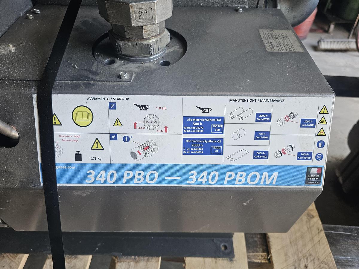 Used 340 m3/h General Bigiesse Rotary Vane Vacuum Pump 340 PBOM-MT