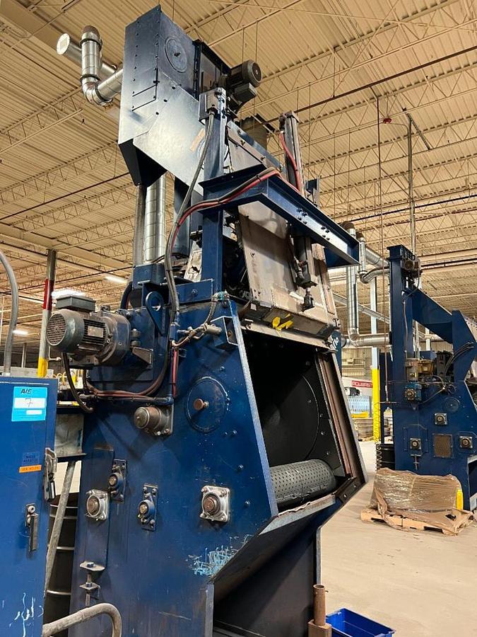 Used 15 Hp Wheelabrator Tumblast TBR-6 Direct Drive Blast Wheel Rubber Belt Machine, 6 Cu. Ft Capacity 