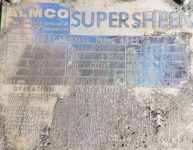 Used Almco #V32 – 32 Cubic Ft 120″ x 20″ x 24″ Vibratory Tub Finishing Machine A1 Liner