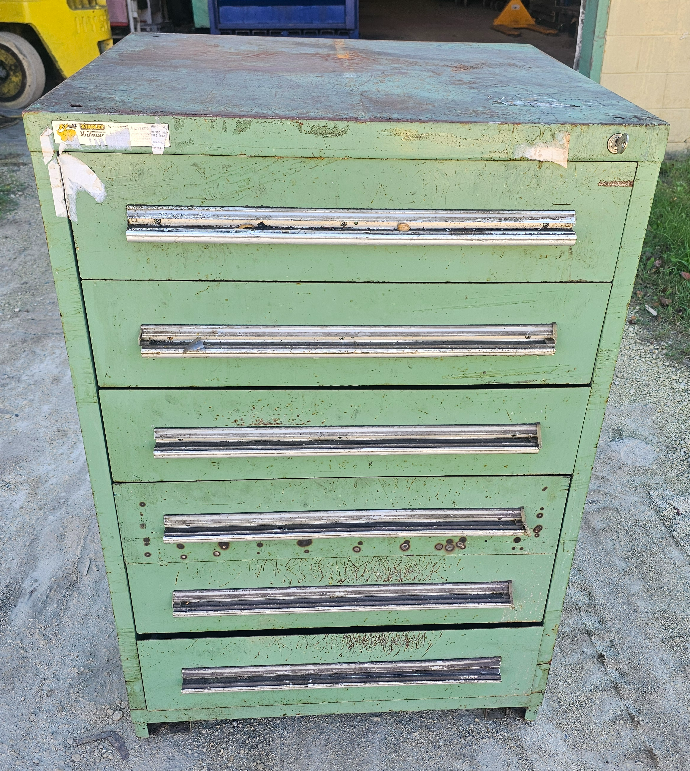 Used Stanley Vidmar 6 Drawer Modular Tooling Cabinet 30" x 27.5" x 44" Industrial Green