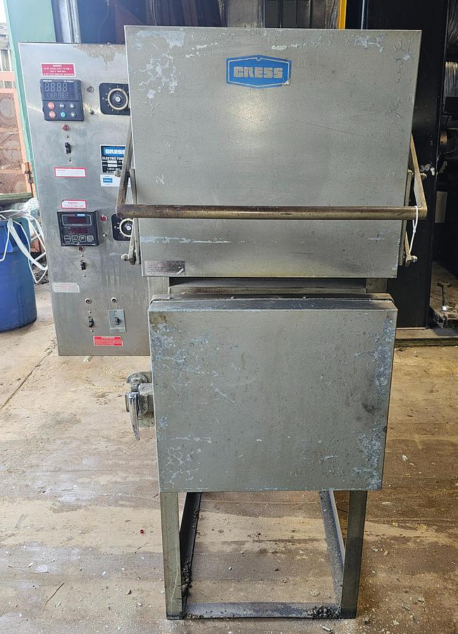 Used 2500* F Cress C122012DK Electric Heat Treat/Draw Furnace 12" x 14" x 20" Chamber 