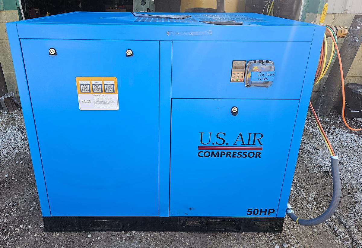 Used 2022 US Air Compressor US50D55 50-HP VSD Rotary Screw Air Compressor | <6k Hrs | 230 SCFM 