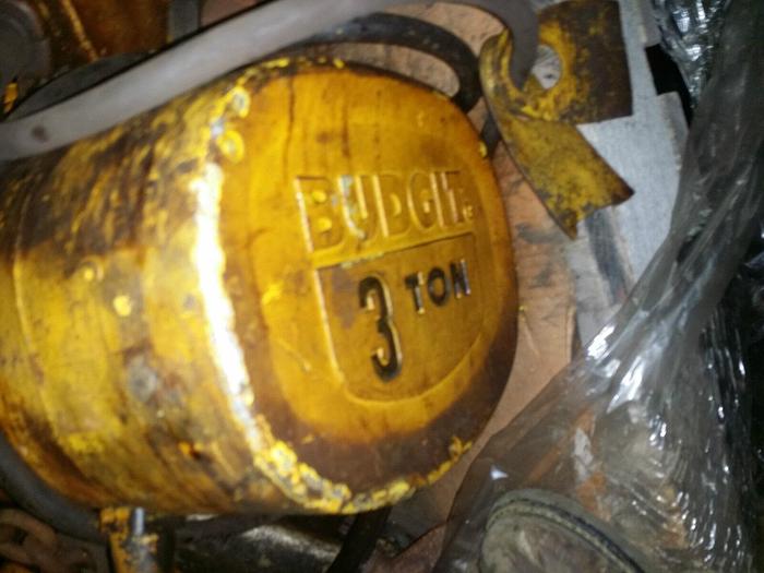 Used 3 Ton Budgit Electric Chain Hoist, 2-1/2 HP, 230/460V/3/60, w/Pendant & Trolley