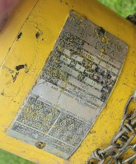 Used 1/2 Ton Budgit Roller Chain Hoist w/Pendant & Trolley, 230/460V/3/60 17 F.P.M