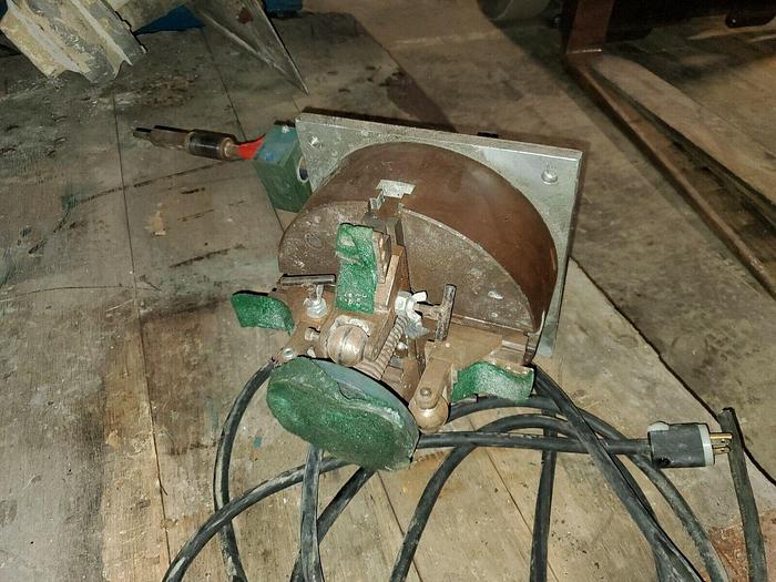 Used 10'' 4-Jaw Self Centering Lathe Chuck with Custom Mounting and Fixture