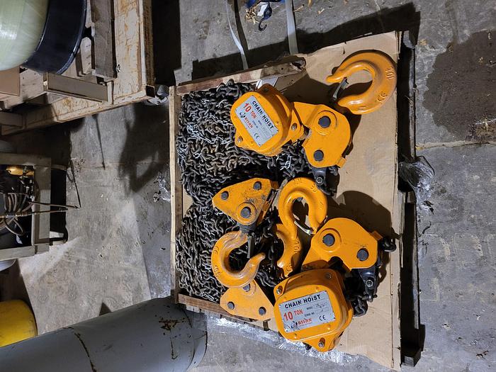 Used Bison 10 Ton 9002-HSZ-V Manual Chain Hoist 25′ Lift Approx