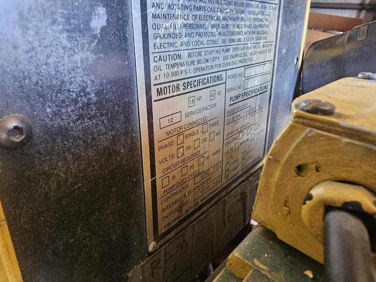Used 50 Ton Enerpac Electric Over Hydraulic H-Frame Shop Press with Interchangeable Bits
