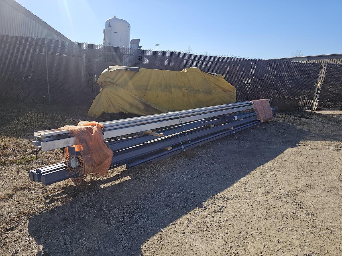 Used 250# Gorbel Twin Bridge Freestanding Crane 26' Span x 45' Runway w/ Schmalz 50 Kg Vacuum Lift Systems 