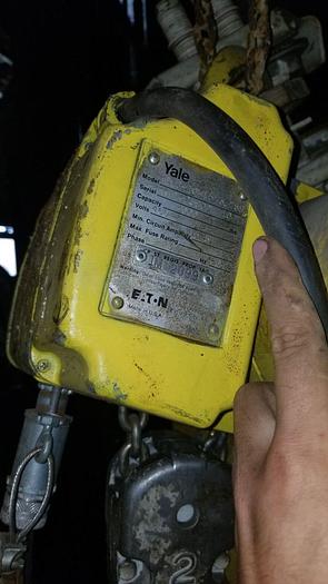 Used Yale 2 Ton Electric Chain Hoist Model #KEL2-10H15/3.75S2 w/2 Ton Coffing Trolley