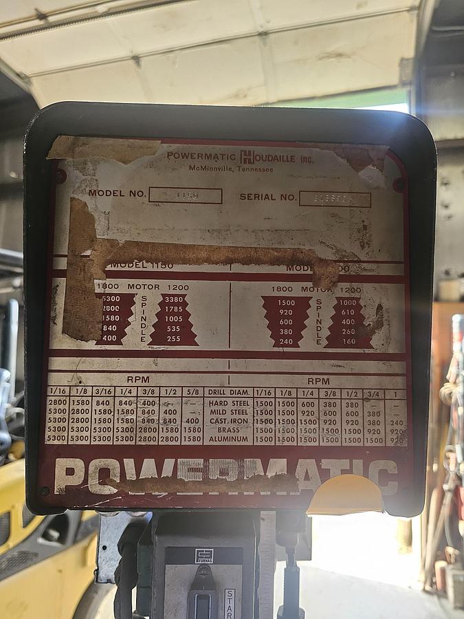 Used 15" Powermatic 1150 Pedestal Mounted Drill Press 110/120-208V, 1 ph 