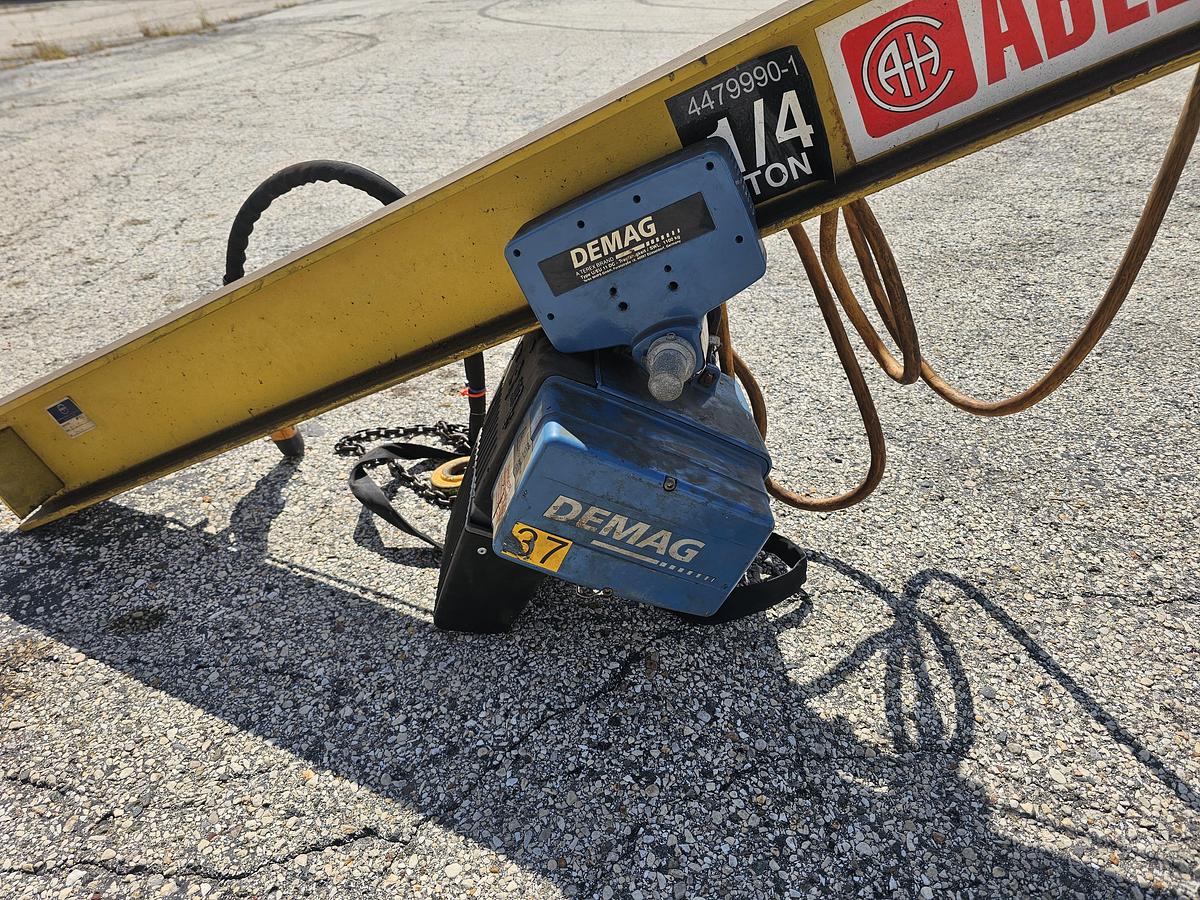 Used 1/4 Ton Abell-Howe Freestanding Jib Crane 10' Under Beam x 11' Span & Demag Hoist