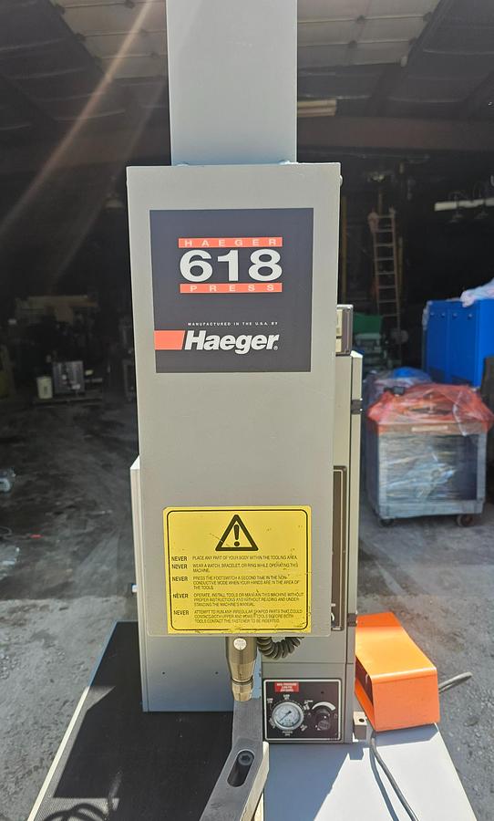 Used Haeger 618-1L Hydraulic Fastener 6-Ton Insertion Press, 18" Throat, Includes Various Tooling