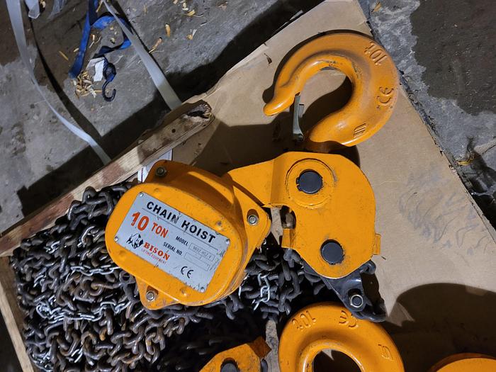 Used Bison 10 Ton 9002-HSZ-V Manual Chain Hoist 25′ Lift Approx