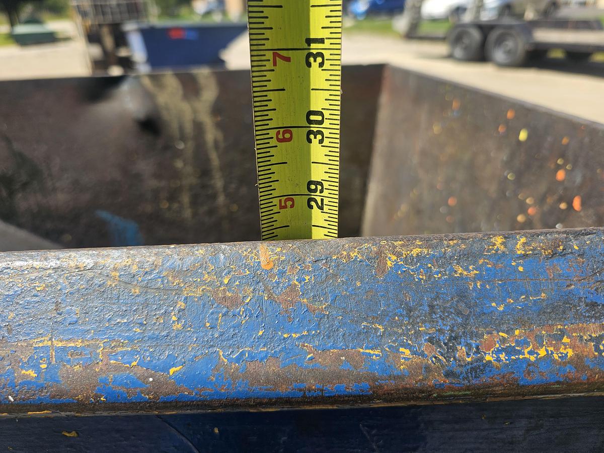 Used 1 Cu. Yard Roura Style Portable Self Dumping Trash Hopper, Castor Mounted 