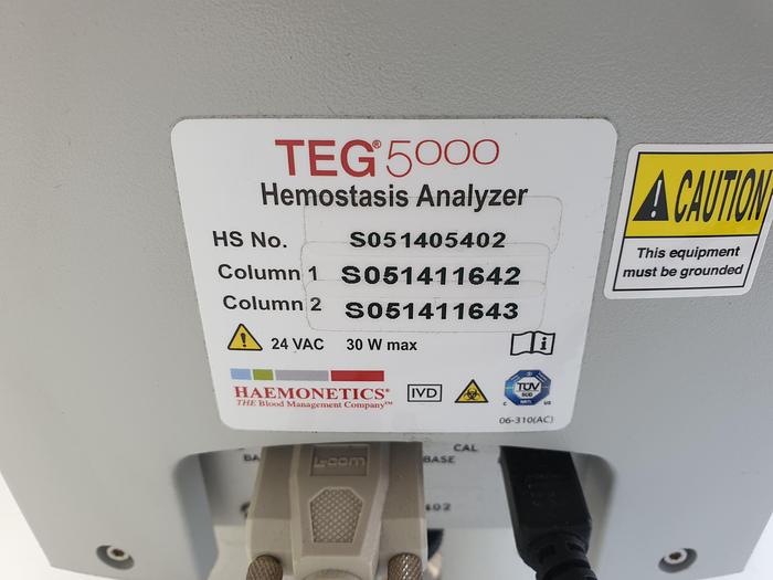 Used Haemonetics TEG 5000 Thrombelastograph Hemostasis Analyzer