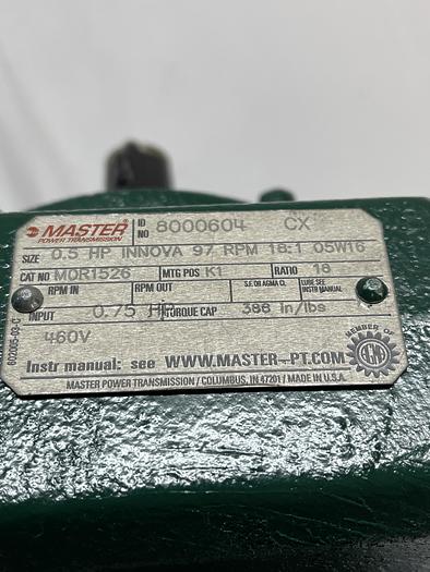 Baldor VEM3542 .75HP PH3, Master 8000604 CX 0.5Hp, Leeson 174672.00