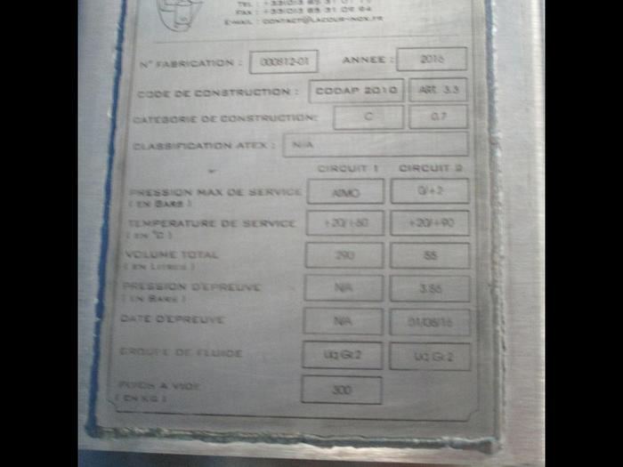 Used 2016 LACOUR 250 Litres