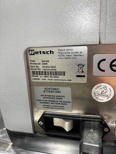 Used 2005 Retsch ZM200