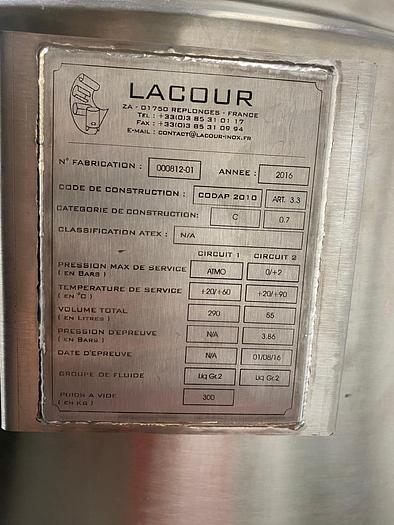 Used 2016 LACOUR 250 Litres