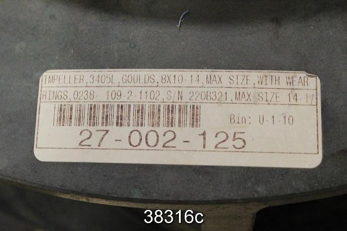 Used Goulds 3405 L 8x10x14 Pump Impeller, 7 Vane, 14.5" #38316