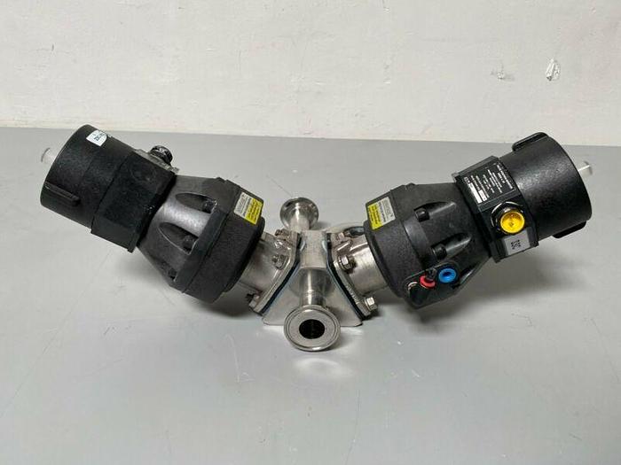 Used 2 ITT Sherotec 90PSI Stainless Steel Valves w/ 2 Position Monitor 3/4" Sanitary