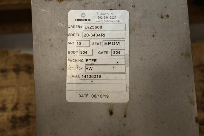 Used Orbinox 12" Hand Operated Knife Gate Valve #44186