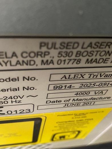Used 2011 Candela Alex Trivantage Alexandrite 755 , KTP-Qswitched 532 nm, ND YAG 1064