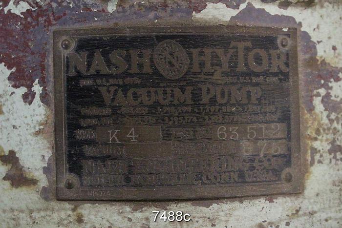 Used Nash K4 Vacuum Pump, 750 Rpm, 875 Rpm #7488